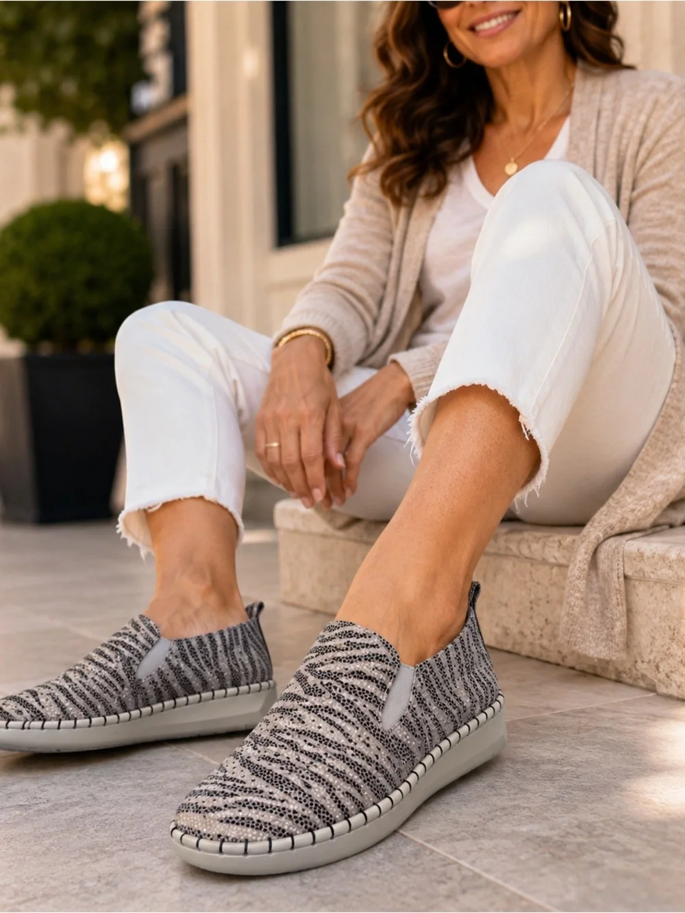 Bernie Mev TW Slip-On Sneakers Zebra Python Print EU 38 US 7.5-8 NWT